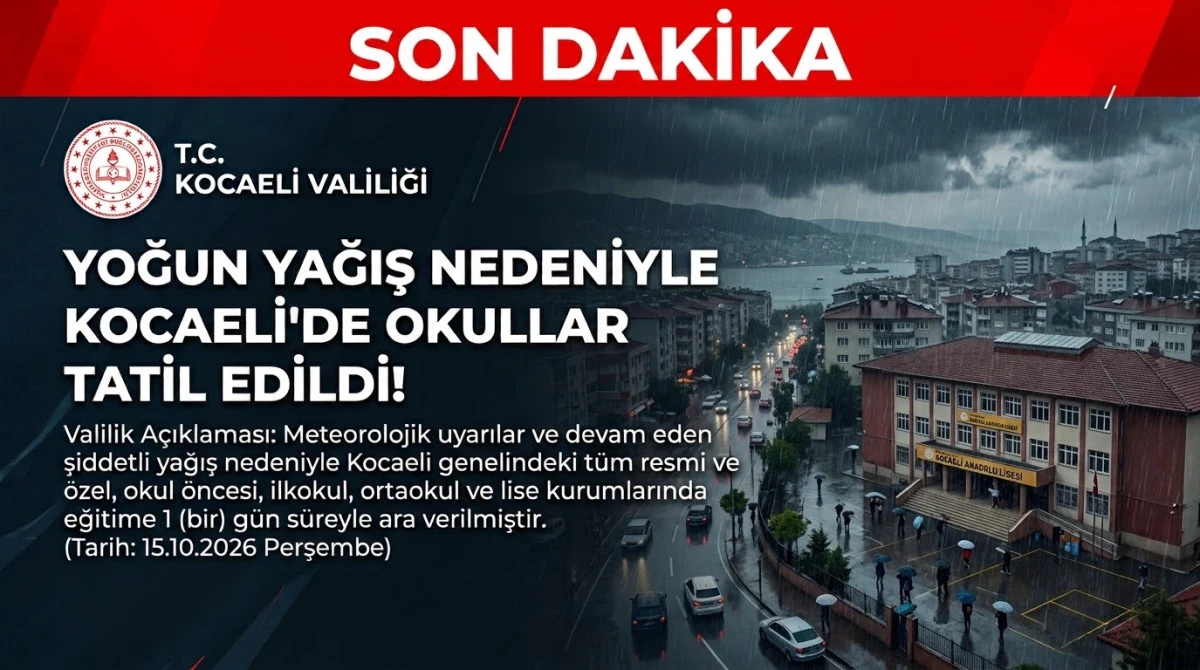 Kocaeli&rsquo;de Sağanak Yağış Engeli: Okullar Tatil Edildi, İdari İzin Verildi